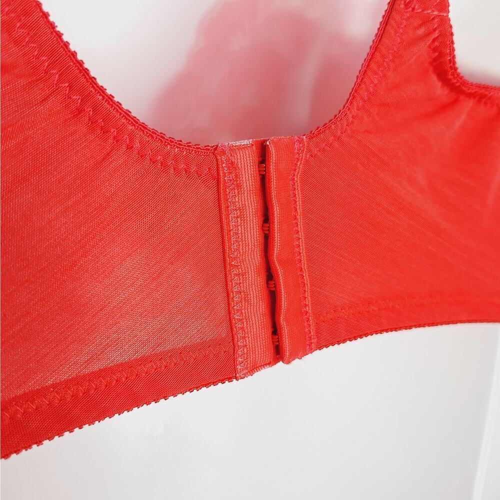 Vintage Victoria's Secret Gold Label Bra Lace 36DD Coral Red USA Nylon Underwire - Picture 11 of 11